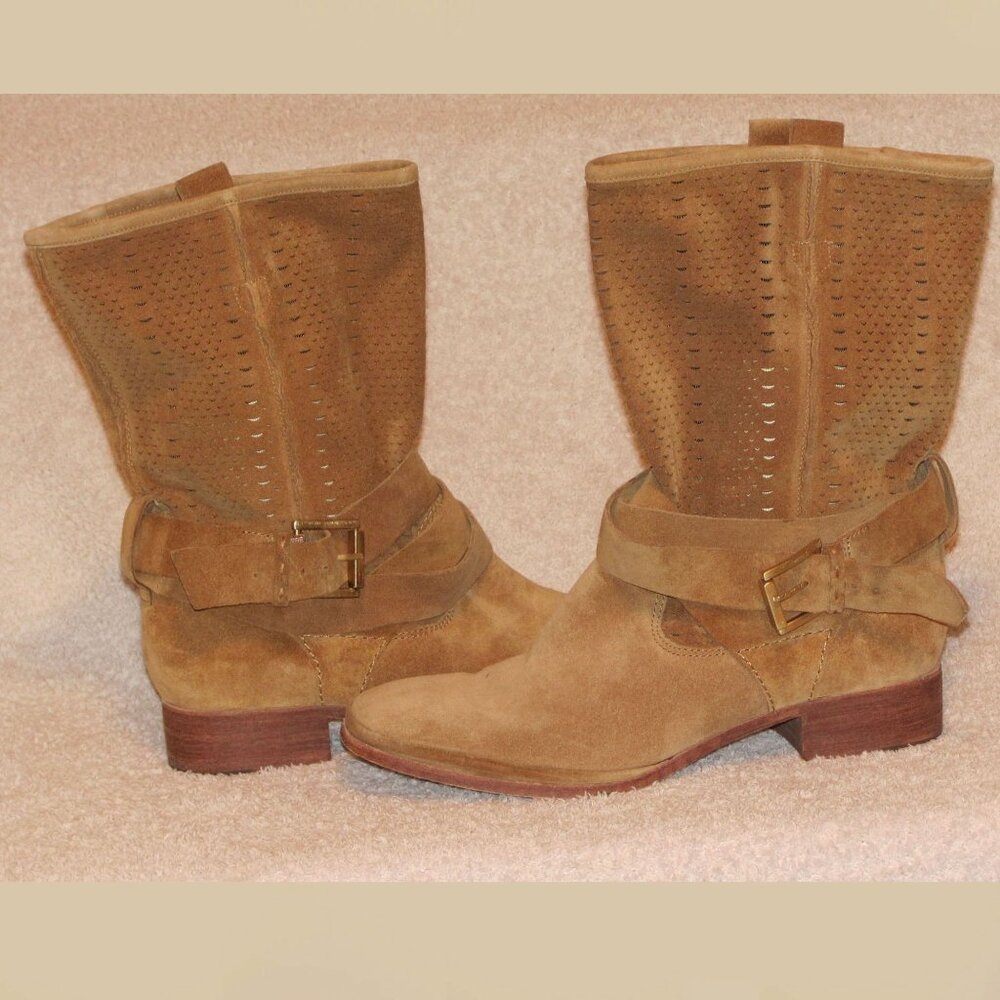 Tan suede booties